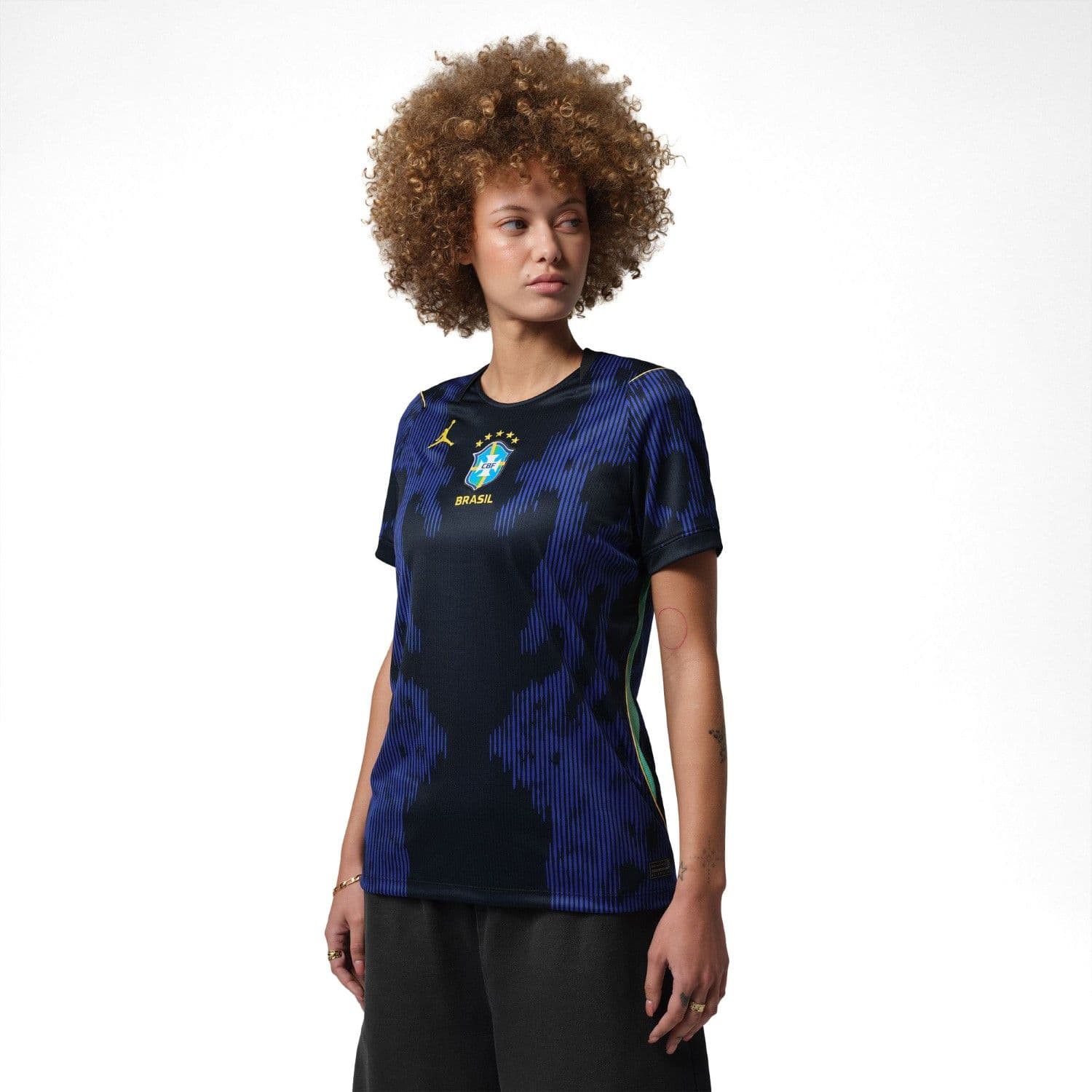 Camiseta Jordan Brasil Mundial 2026 Versión Visitante Azul Mujer